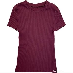 JUNIORS Burgundy Crop Top